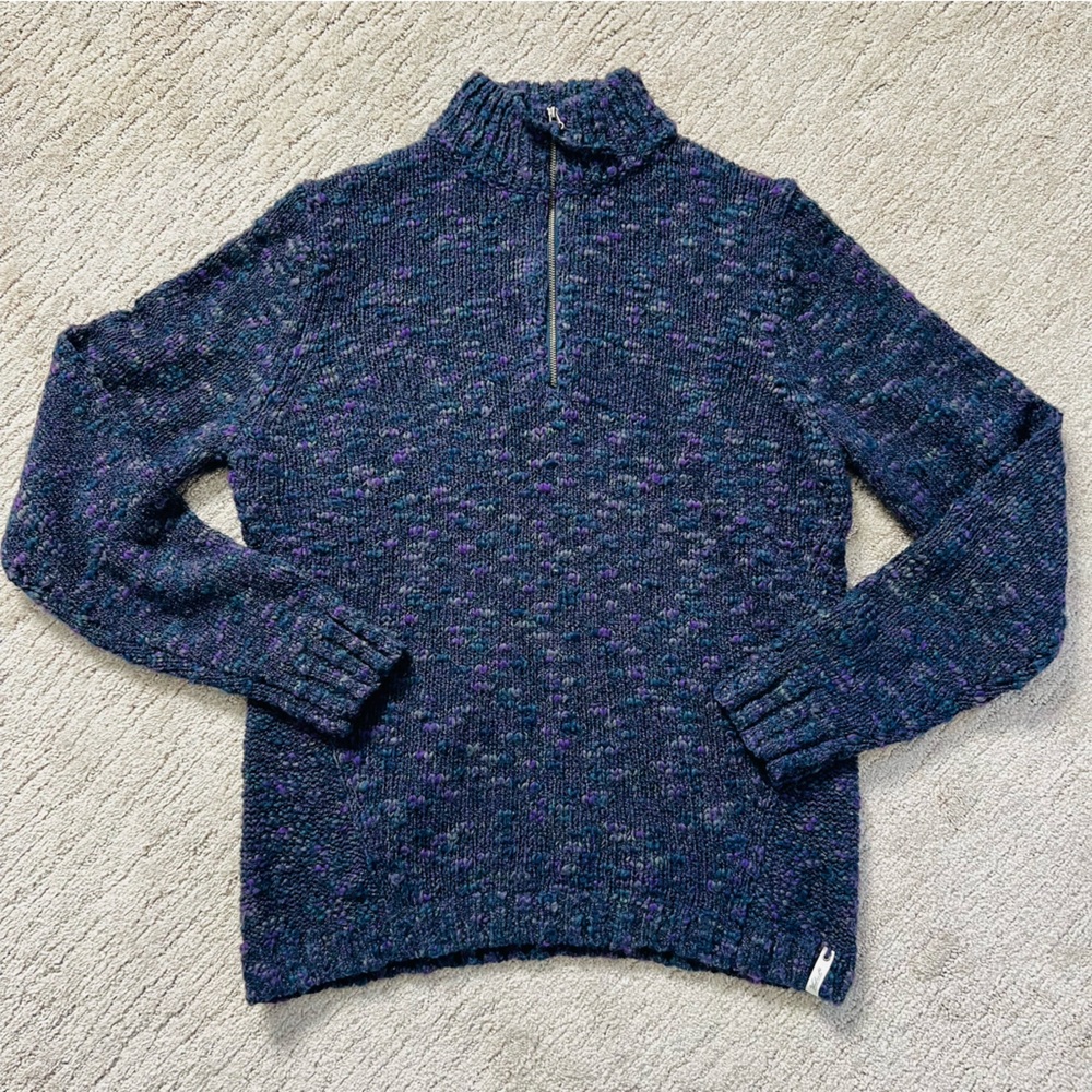 Woolrich Purple Half Zip Marled Knit Sweater - Picture 3 of 12